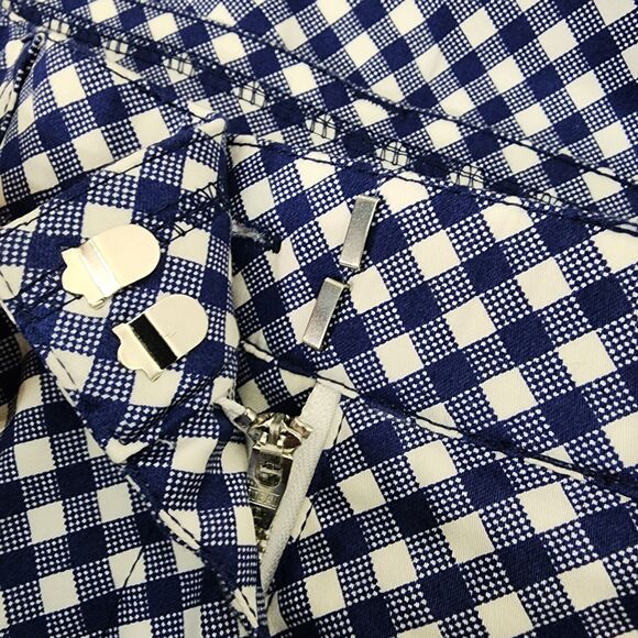 Isaac Mizrahi Live! Ankle Pants Sz 14 Regular Gingham Print Blue Tapered A263846 - Picture 6 of 9